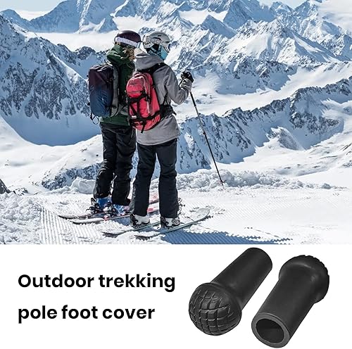 Miniatura 4 de Trekking Pole Head Covers Walking Stick Reemplazo Consejos Tapones Tapones Partes Protector Anti-Punción Negro