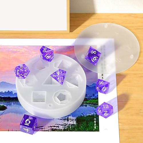 Miniatura 8 de Szecl - Moldes de dados poliédricos de 7 formas para fundición de resina, molde de dados cuadrados, triangulares, mazmorras y dragones, 6 caras, 12