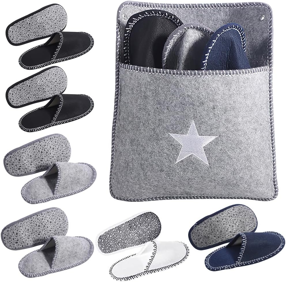 Fivtsme Guest Slippers Set, 6 Pairs of Felt Guest Slippers, NonSlip
