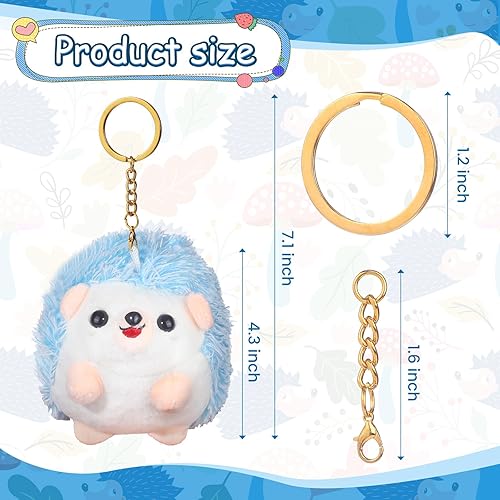 Miniatura 3 de RAYNAG 2 piezas de peluche erizo llavero colgantes animales de peluche llavero encantos mochila accesorio adorable bolso colgantes, al azar