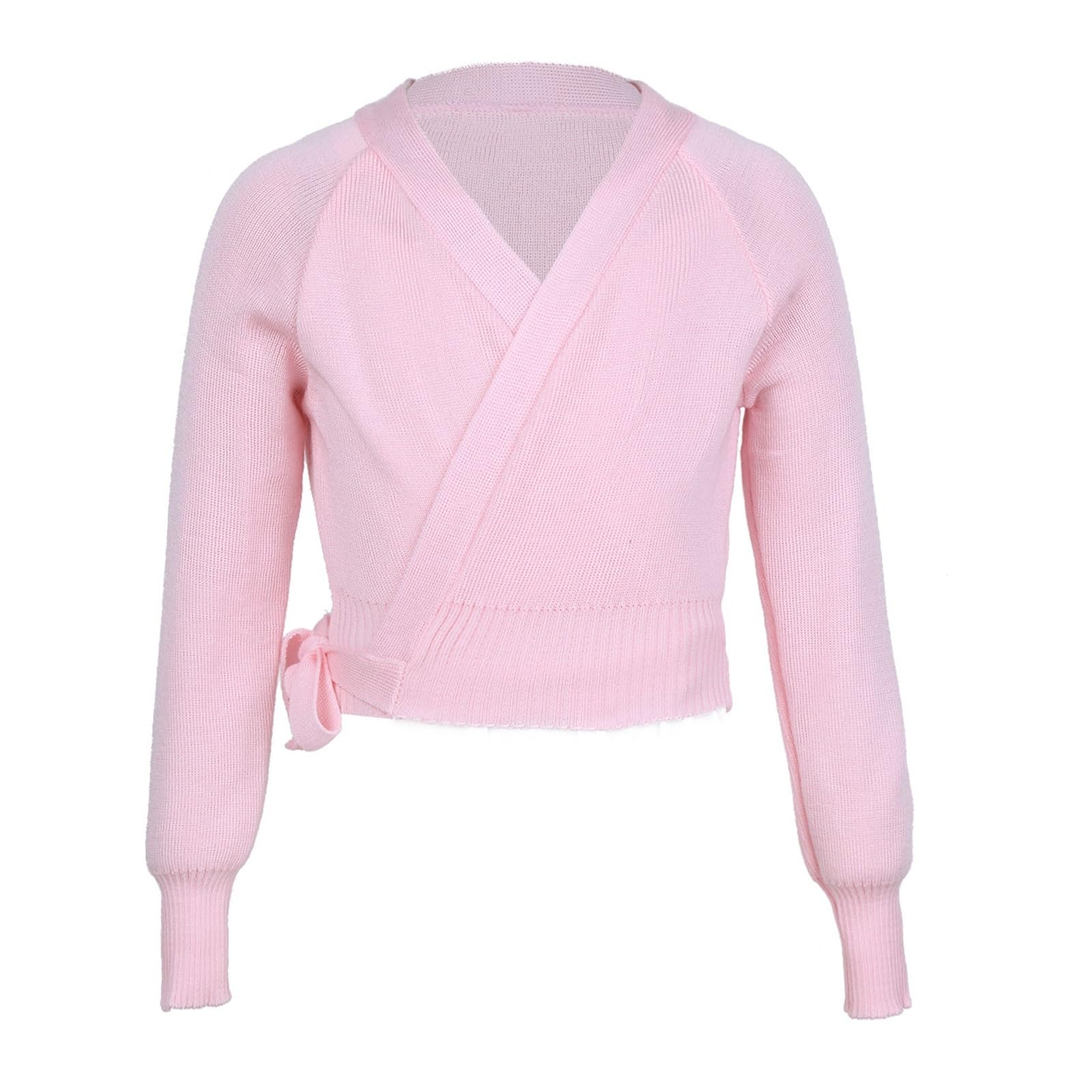 Ballet Wrap Top Enfants Filles Ballet Danse Wrap Hauts Haut Court Pull à Manches Longues Ballerine croisé Cardigan Gymnastique entraînement scène Dancewear pour Filles Femmes