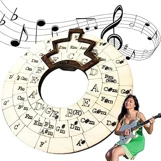 Circle of Fifths Wheel Wooden Circle of Fifths Educational Tool Circle of Fifths Decoder Guitar Learning and Educational Tool for Notes, Chords and Key Signature-B