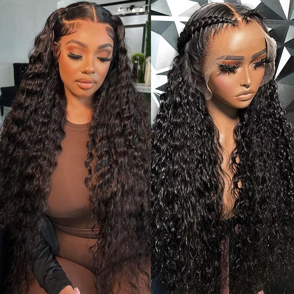 12A Water Wave HD Lace Front Wigs Human Hair 13x6 180% Density Deep Wave Curly Wet and Wavy HD Lace Front Wigs Human Hair Wigs for Women 20 Inch Pre Plucked with Baby Hair Natural Hairline