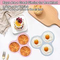 Vista 4 de 2 moldes de silicona para freidora de aire, molde de huevo reutilizable para freidora de aire, sartén de silicona de 3 cavidades para panecillos