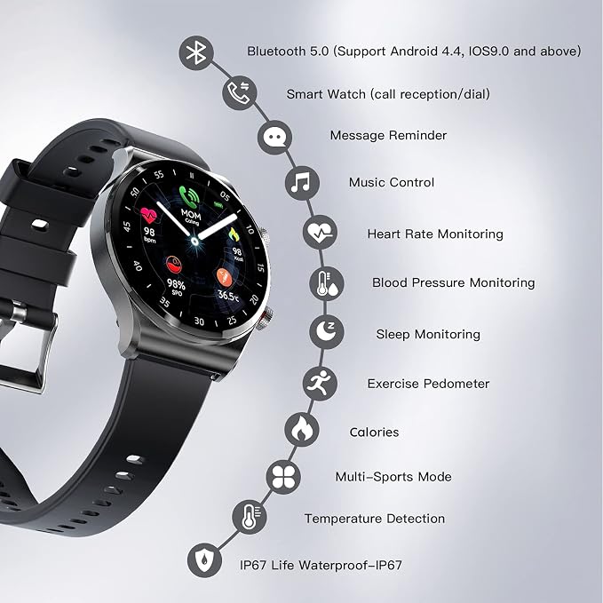 Amazon.com: Reloj inteligente 2021 (recepción de llamada/dial) para  hombres, pantalla táctil completa HD con círculo completo, monitor de  fitness, reloj inteligente con llamadas, frecuencia cardíaca, presión  arterial, seguimiento de pasos de sueño,