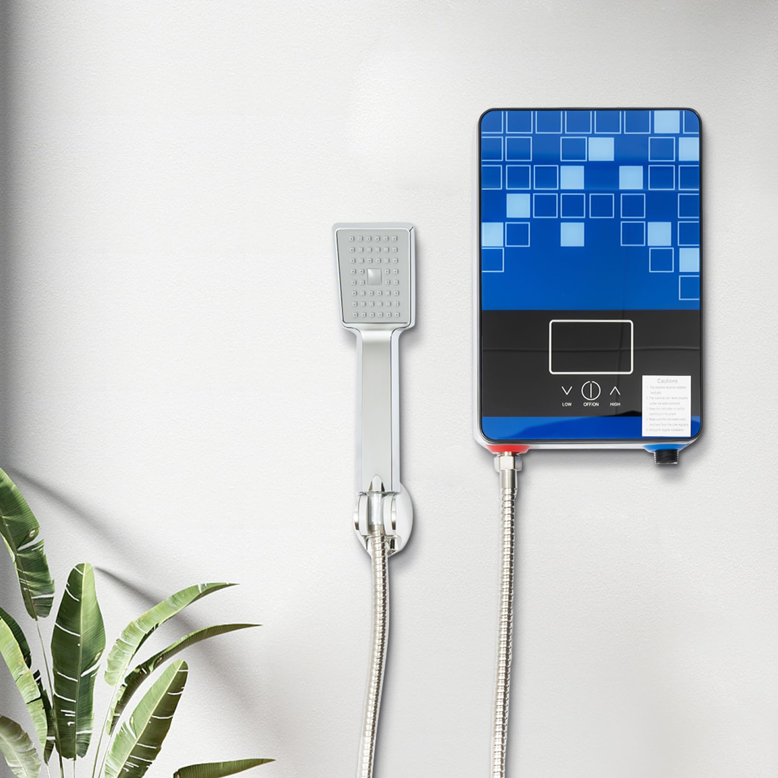Riscaldatore istantaneo elettrico digitale senza serbatoio doccia acqua calda, adatto per bagni, parrucchieri, hotel, saloni di bellezza, scuole, ospedali (blu)
