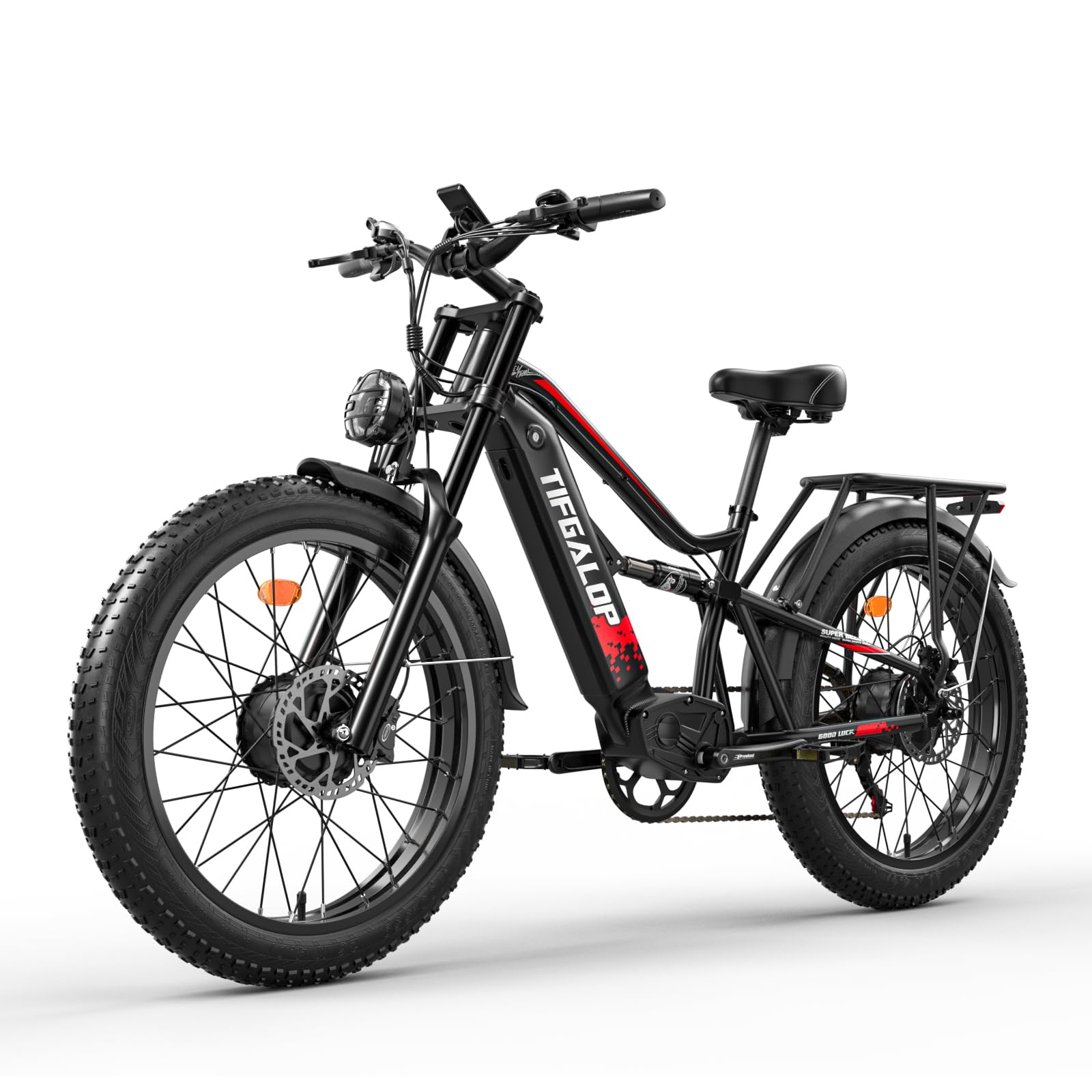 tifgalop Bicicleta eléctrica para Adultos, Bicicleta eléctrica Todoterreno de 26 Pulgadas, Doble absorción de Impactos, 7 velocidades, batería de Litio de 48V 18Ah, Alcance de hasta 45-90 km
