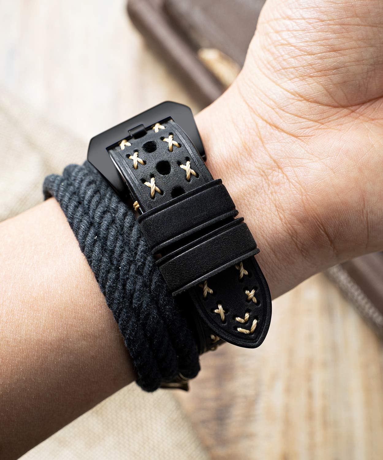 BINLUN Leather watch strap 20 mm 22 mm 24 mm 26 mm watch strap for men women smartwatch strap X-shape fabric strap with quick release watch band boho vintage