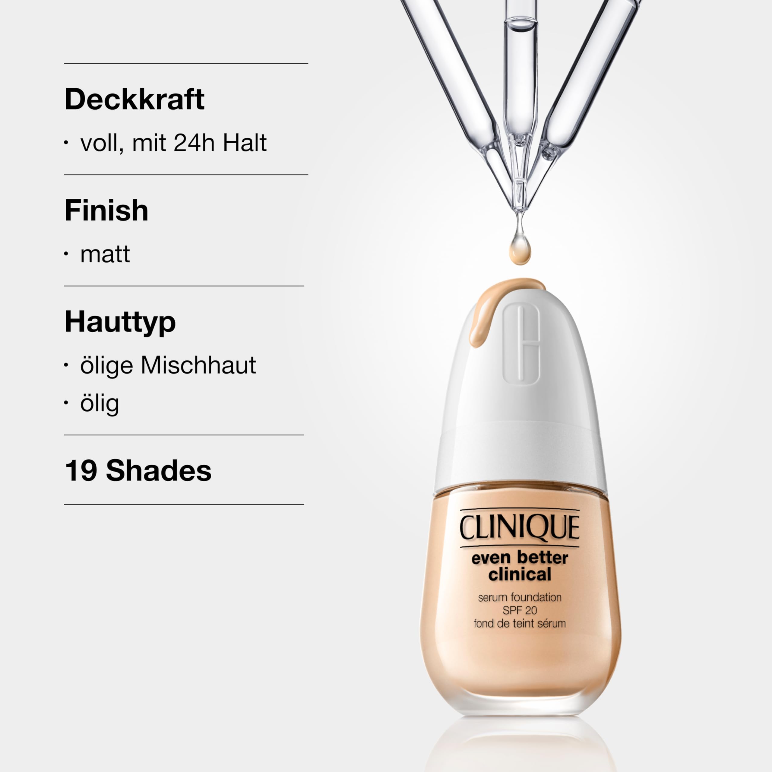 Clinique Even Better Clinical Serum Foundation SPF 20 Full Coverage Satin-Matte Finish 3-Serum Technology