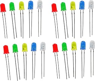 5mm multicolor Combo Of 50PCS LED LIGHT 10 Piece Each Color Red Green Blue Milky White Yellow Mini Bulb, flanged