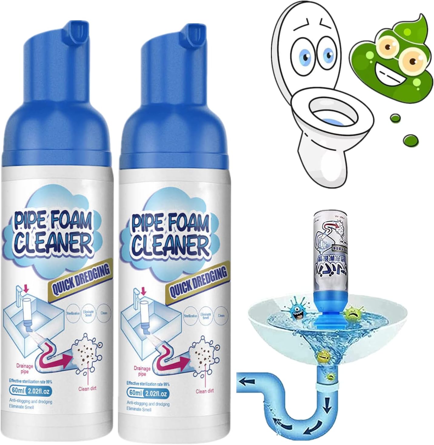 Herios Drain Foam Cleaner Pipe Dredge Deodorant Foam