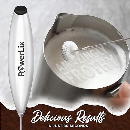 Vista 53 de PowerLix - Vaporizador de leche, portátil, funciona con pilas, hace espuma para café, latte, capuchino, chocolate caliente; batidor de bebidas