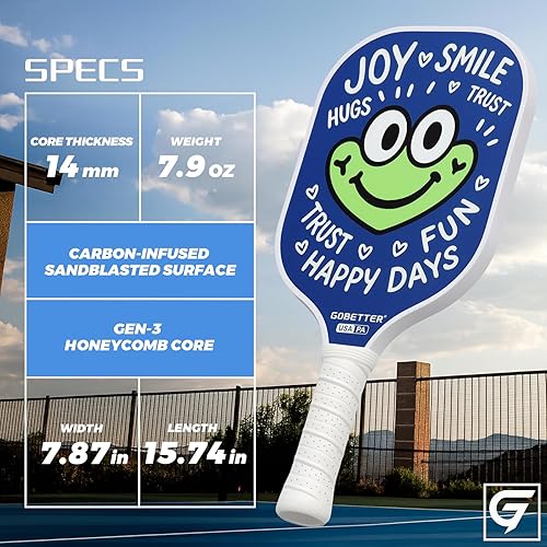 Miniatura 7 de Juego de 2 palas de pickleball para principiantes, familias y entusiastas de todas las edades, raquetas de pickleball T300 con infusión de carbono