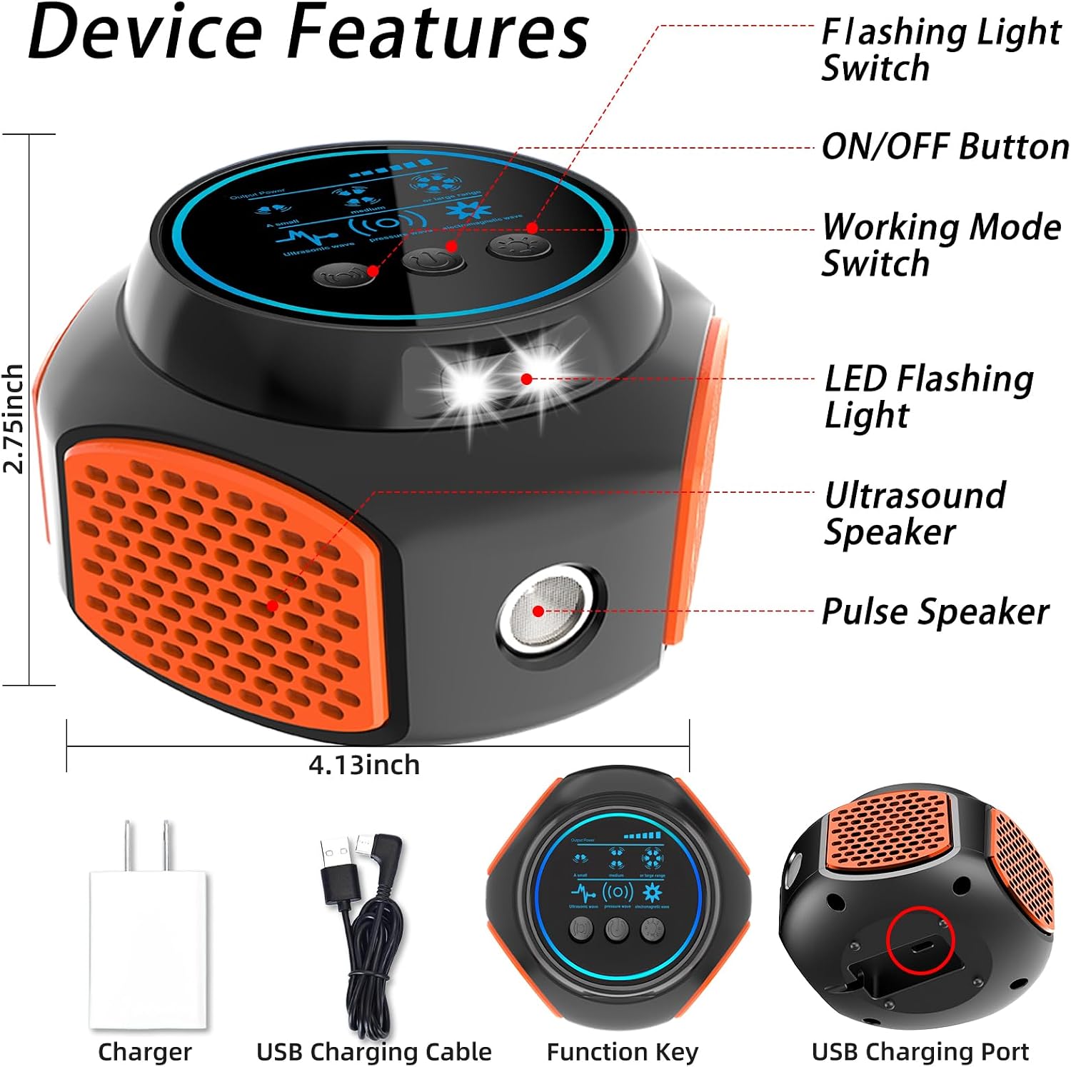 Mouse Repellent Ultrasonic, Plug in Mouse Deterrent Ultrasonic Rodent Repeller, 360° Mice Repellent Indoor with Ultrasound Speaker & LED Strobe Light, Rat Roach Spider Repeller for House Attic Garage