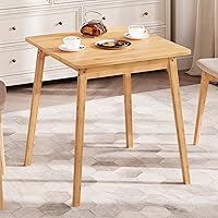 HOOBRO Bamboo Square Dining Table for 2, 27.6" Kitchen Table Small Space, Writing Desk, Easy Assembly, Natural YL70CZ01G1