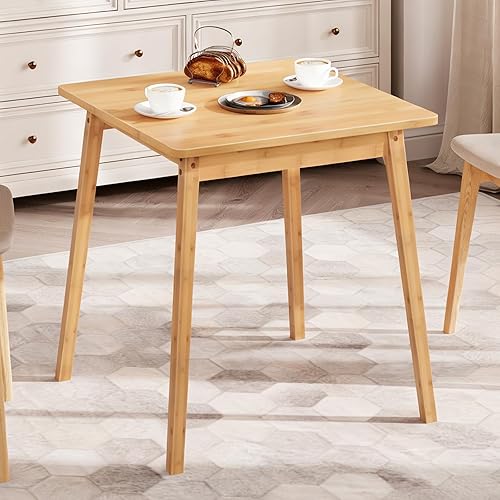 HOOBRO Bamboo Dining Table, Square Dining Table for 2, 27.6"