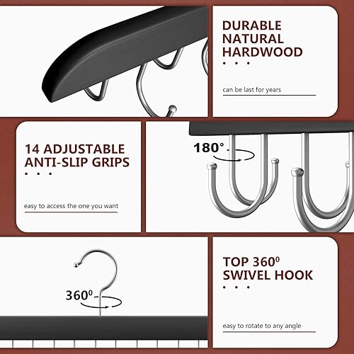 Miniatura 3 de 2 ganchos para cinturón, organizador de cinturón, colgador de cinturón para armario, cuelga hasta 84 cinturones, gancho superior giratorio 360 para