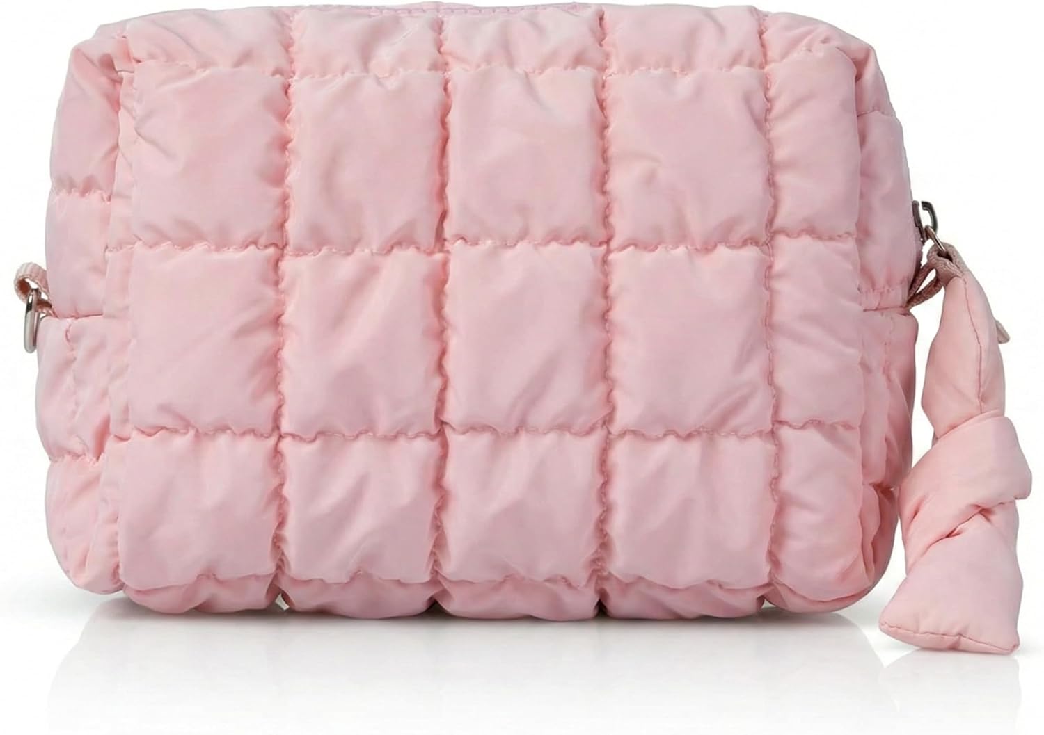 Makeup Bag for Purse, Quilted Puffer Cosmetic & Toiletry Organizer, Waterproof Travel Makeup Pouch for Women, Small Zipper Storage Bag for Brushes, Cosmetics, Accessories, Daily Use and Trips