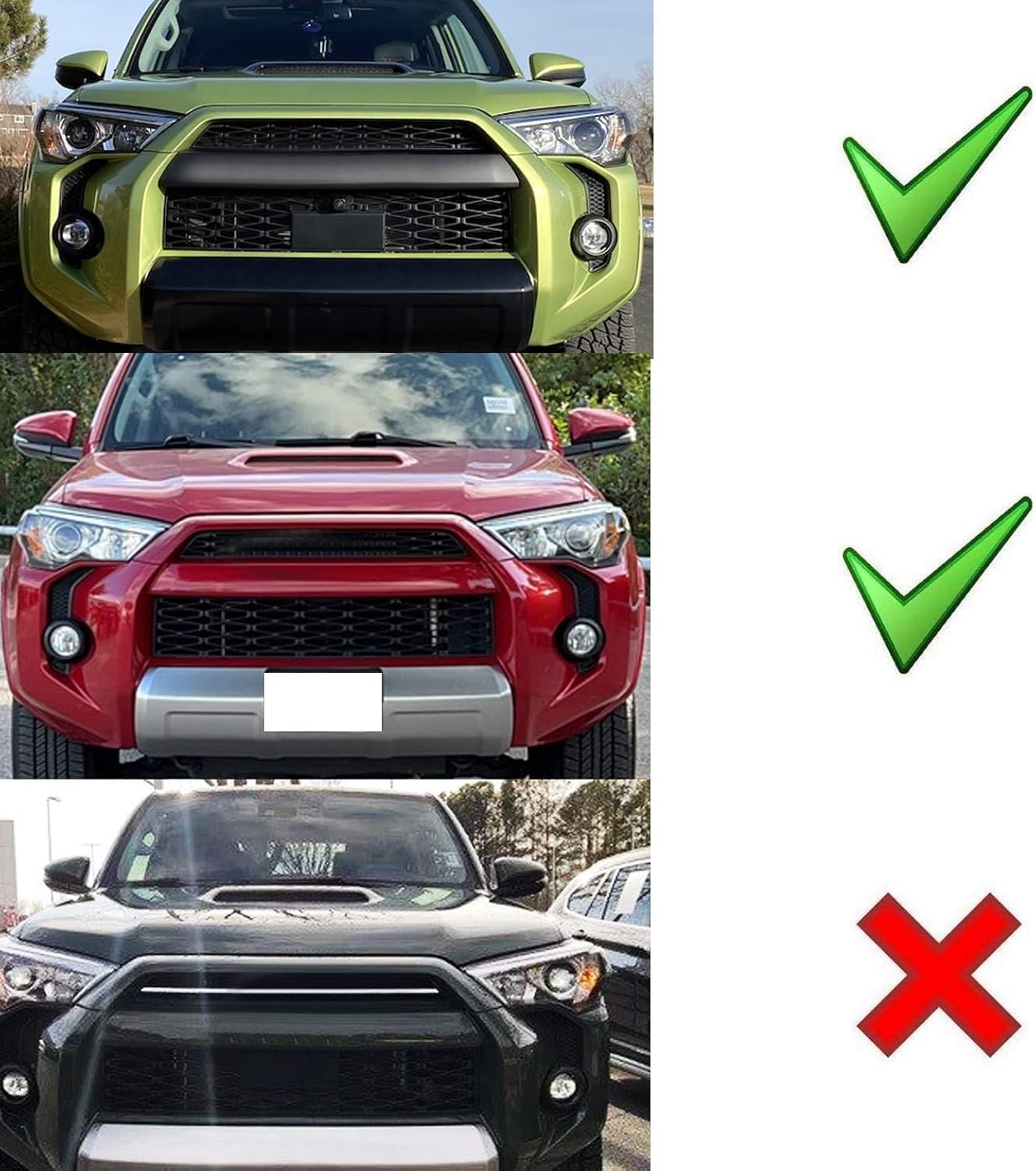 iJDMTOY 3pc Set Dark Smoked Lens Full LED Strip Front Grille Lighting Kit Compatible with 2014-up Toyota 4Runner, Includes (3) 24-SMD 2500K Amber LED Assy & Wiring Harness