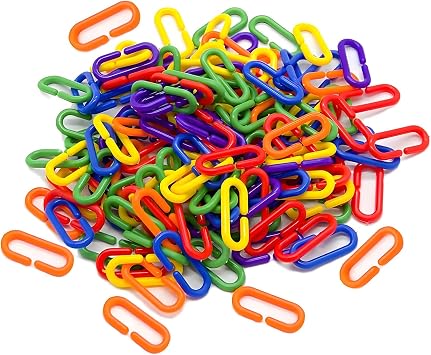 Plastic Clips Hooks Chain Link Baby Rings Rainbow Kids, 60 Pcs