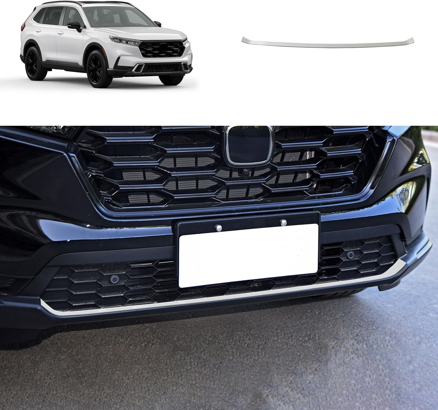 Front Bumper Trim Compatible with Honda New CRV CR-V 2023 2024 2025 2026(Not Fit for Hybrid Front Grill Bumper Protector Cover Trim Exterior Car Accessories Stainless Steel 1PCS (Silver)