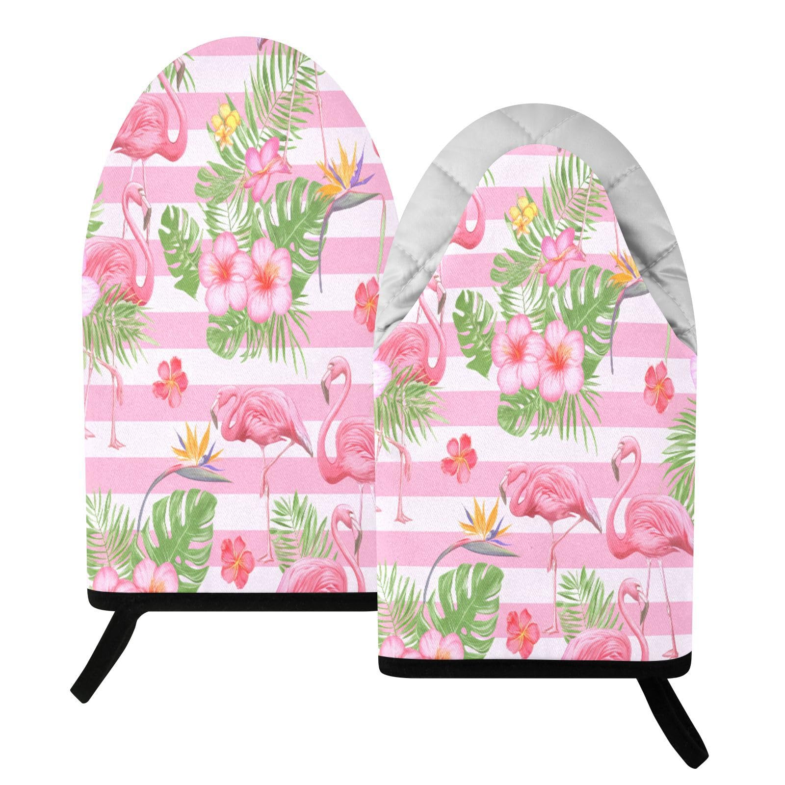 BURSTDDY Flamingos Oven Mitt,Heat Resistant Kitchen Mitts for Cooking