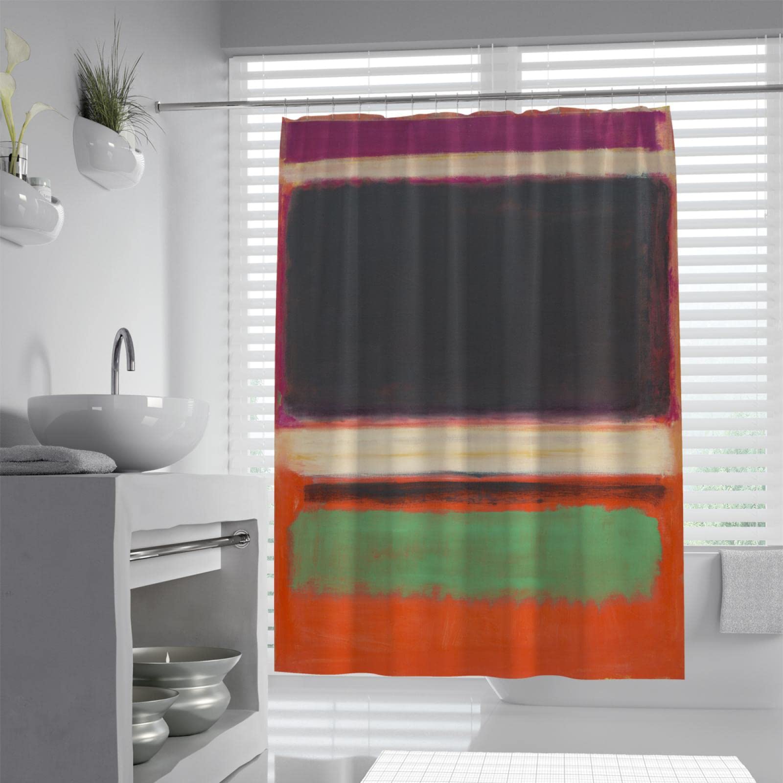 Célèbre Peinture Rideau de Douche Impression Classique rétro Mark Rothko Peinture séparation sèche et Humide Rideau de séparation avec Crochets 200x240cm