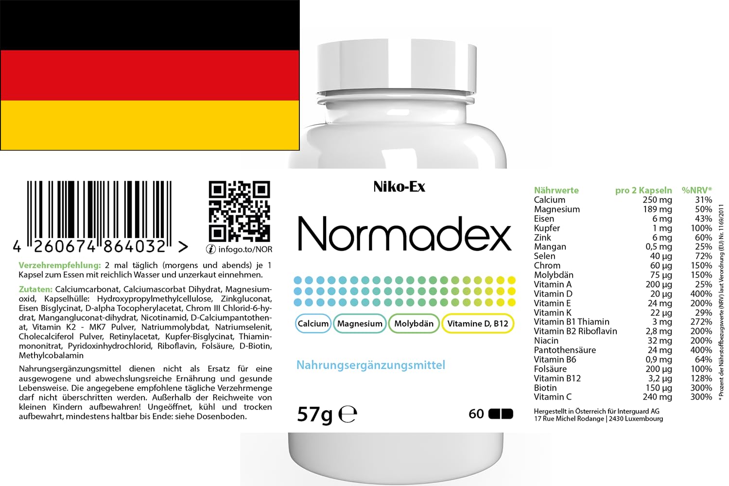 Normadex – 180 cápsulas (3 x 60 cápsulas) – Pack de 3