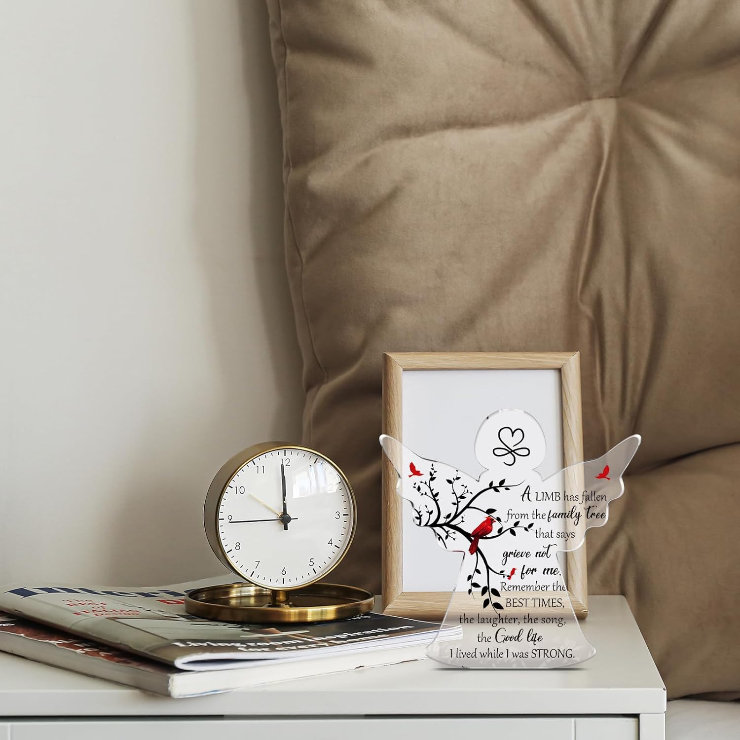 Jetec Sympathy Bereavement Gift Angel Red Cardinal Acrylic Memorial Gift for Loss of Loved One Remember Me Grieving Keepsake for Mom Dad Grandma Friend(Cute Cardinal) - Image 4