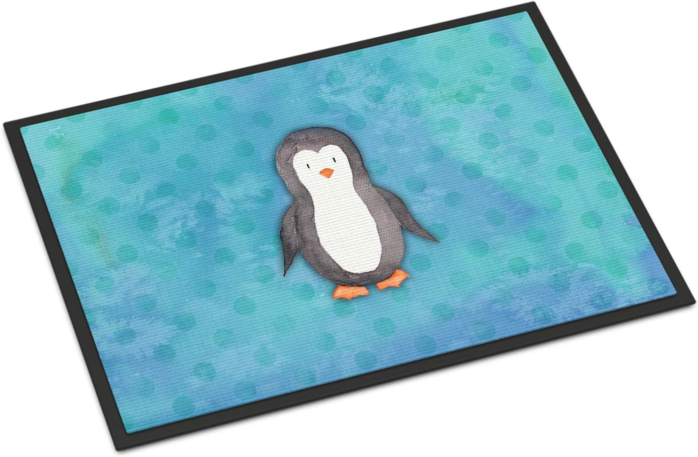 Caroline's Treasures BB7376MAT Polkadot Penguin Watercolor Doormat 18x27 Front Door Mat Indoor Outdoor Rugs for Entryway, Non Slip Washable Low Pile, 18H X 27W
