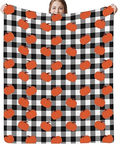 Miniatura 2 de Manta de calabaza naranja otoñal, manta de franela suave y ligera para sofá, dormitorio, sala de estar, 40 x 50 pulgadas