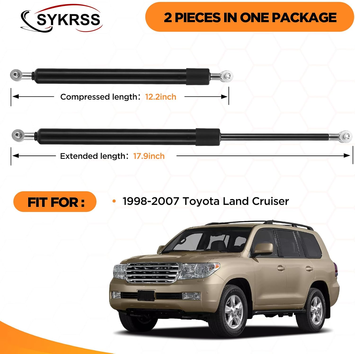 4361 Front Car Hood Struts Shock Lift Supports Gas Spring Compatible with Toyota Land Cruiser Compatible with Lexus LX470 1998-2007 Replacement 8196170 PM2027 Hood Lift Support, 2 Pcs