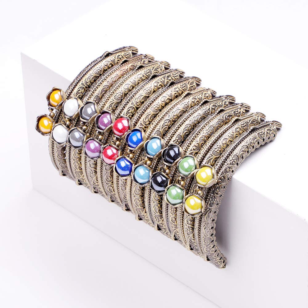 Bagparts Metal Frame Purse Coin Bag Kiss Clasp Lock DIY Craft Assorted Lotus Bead 10PCS 8.8X6CM