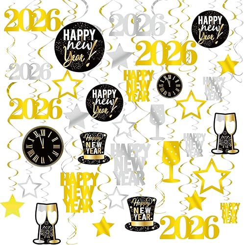 Miniatura 18 de GOER 36 unidades de decoraciones navideñas, remolinos colgantes para suministros de fiesta navideña Navidad,Trébol,Halloween,Año Nuevo,Copo de