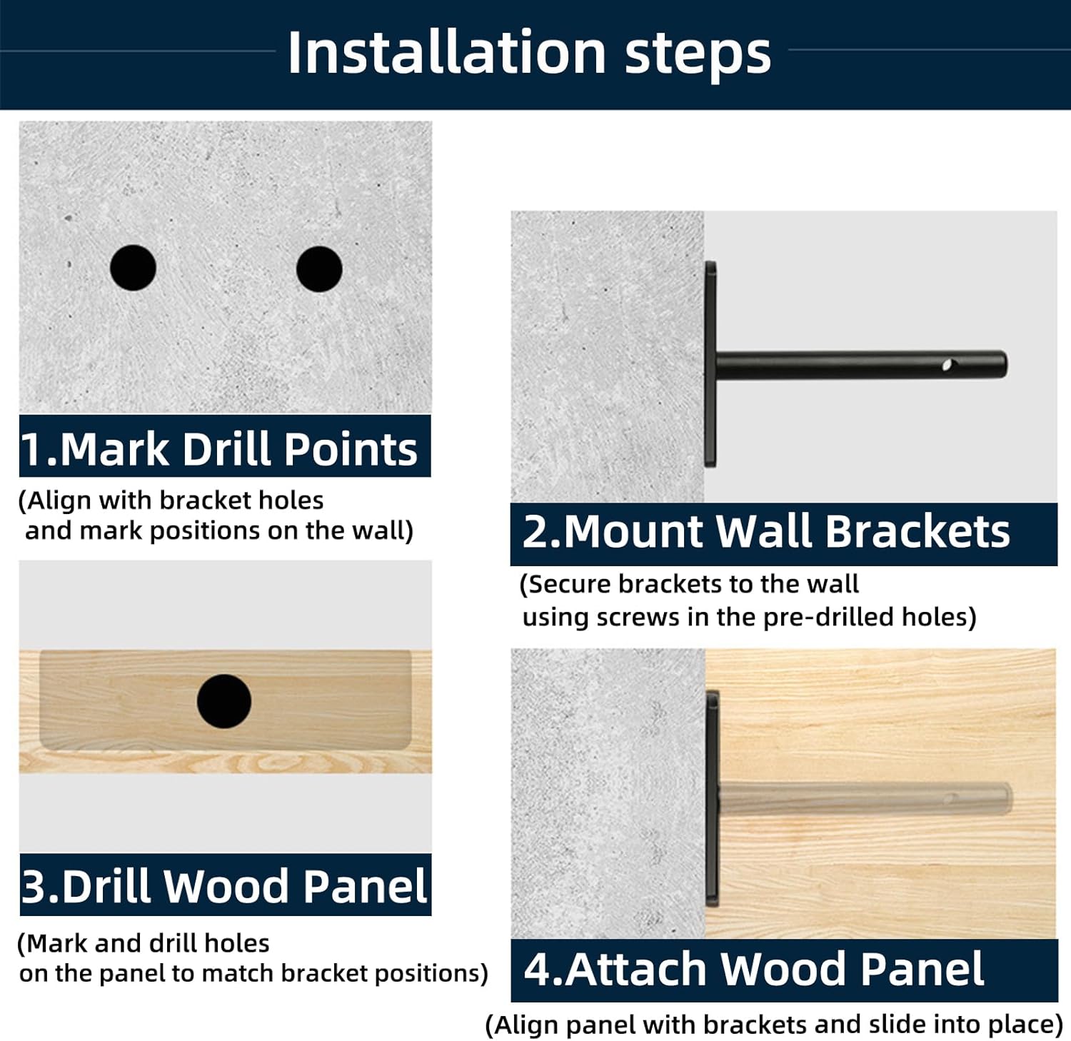 4-Inch Floating Shelf Bracket 6 Pack | Hidden Floating Shelves Brackets for Wood Shelf | Floating Shelf Hardware Heavy Duty| Blind Shelf Supports| Comes with Expansion Tube + Screw (Black)