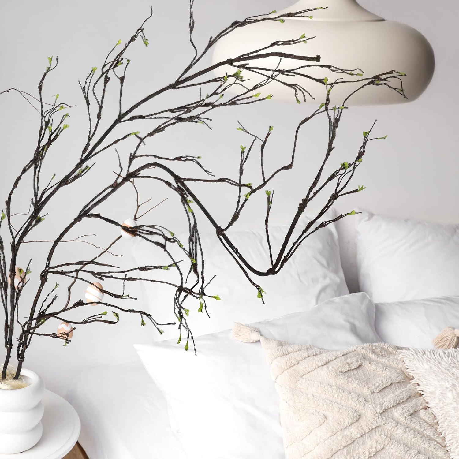 Daifunli 118 Inch Malleable Artificial Tree Branches Twigs Bendable Vines Rattan Cherry Blossom Trunk Ivy Grapevines for Decorating Faux Fake Hanging Plants Willow Garland for Home X'Mas Decoration