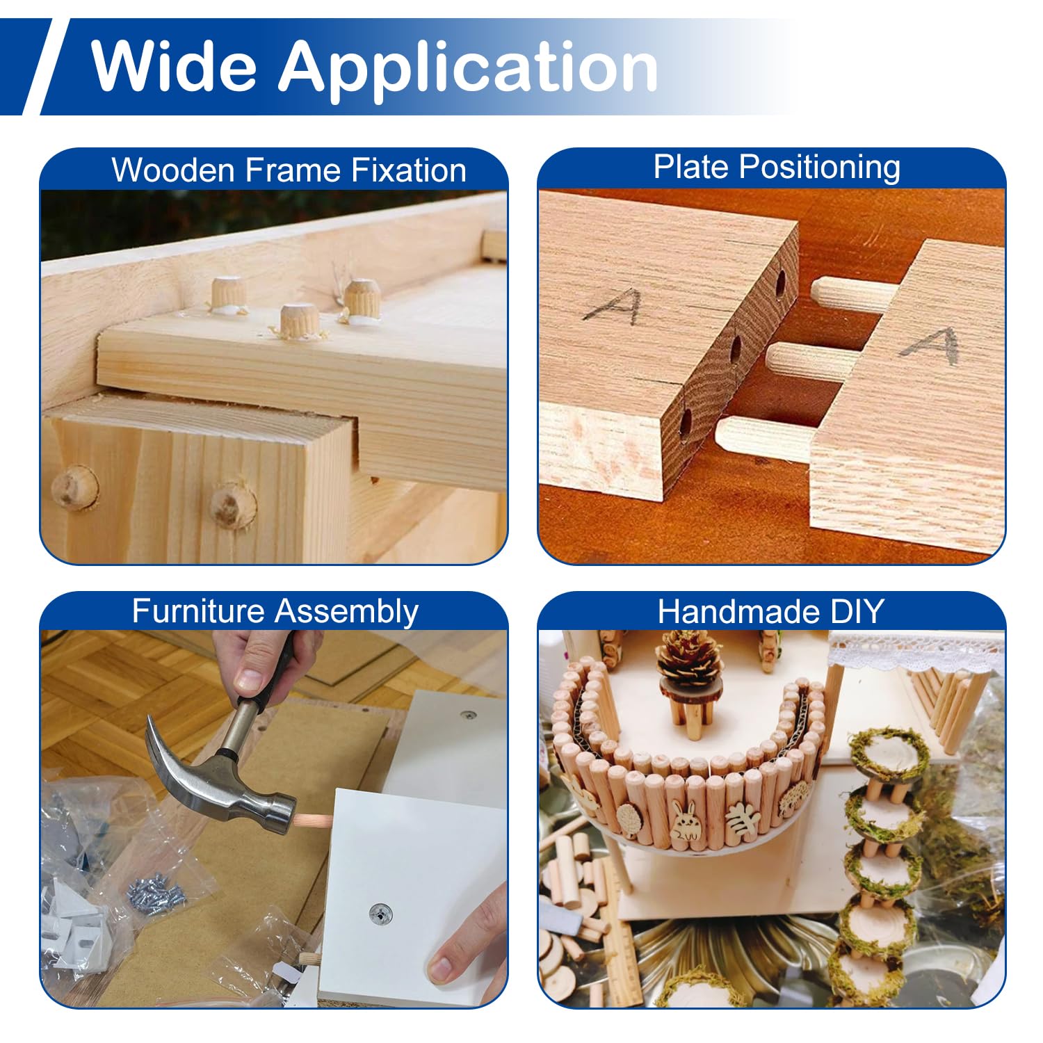 220Pcs Wooden Dowel Pin Assortment Kit, 9 Sizes(1/4", 5/16", 3/8")
