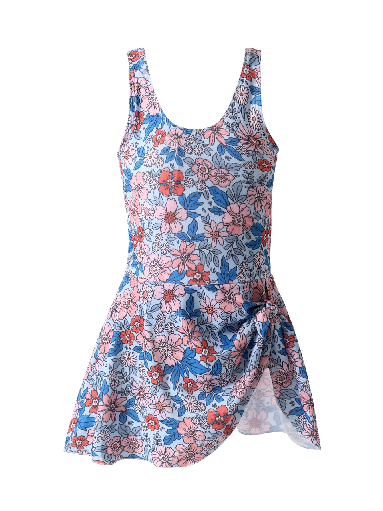 Jolyshlid Girls One Piece Swimdress Floral Skirt Bathing Suit Swim Hawaiian Beach Swimwear 4-14Y