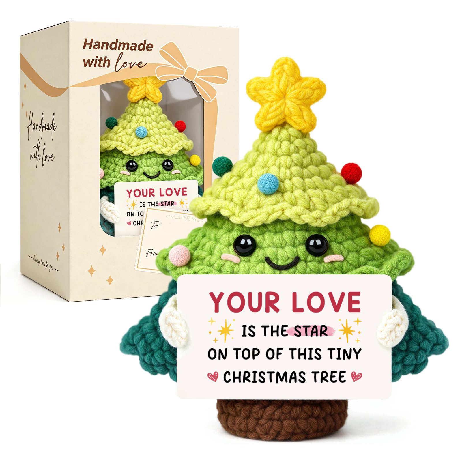 Giftasy Handmade Crochet Christmas Tree - Cute Romantic Gift for Her or Him, Girlfriend, Boyfriend, Wife, Husband - I Love You Anniversary, Birthday, Engagement, Wedding, or Valentine’s Day Present