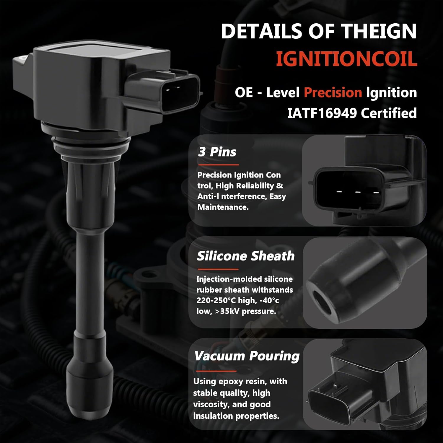 UF549 ignition coil pack & 9029 Double Iridium Spark Plug Compatible with 2007 2008 2009 2010 2011 2012 NISSAN Altima Versa Sentra Cube Rogue Frontier &2013 2014 2015 Infiniti M56 FX50 QX60 QX70