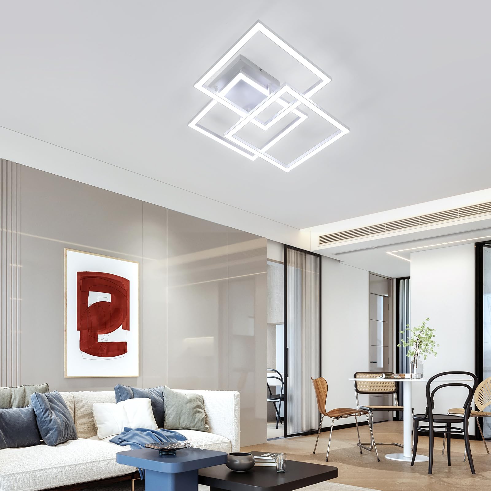 DELIPOP Moderna Lámpara de Techo 40W 4500LM 6500K Plafon Led techo Cuadrado | Luz de techo led Blanca Para Dormitorio Salon Comedor, 62cm