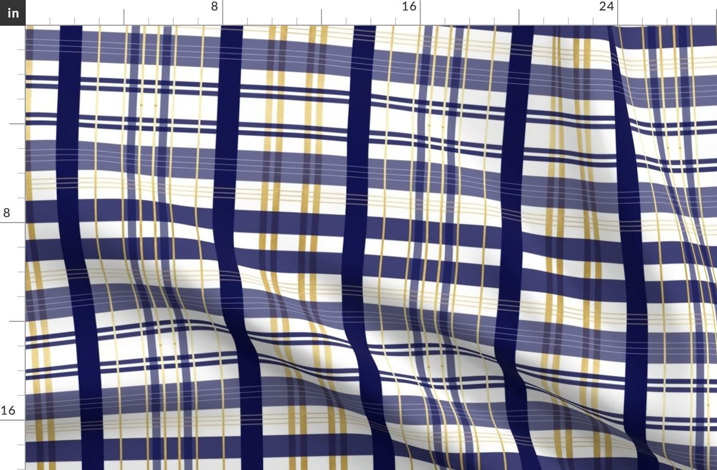 Spoonflower Fabric - Navy Blue Gold Plaid Buffalo Check Damn Yellow Printed on Organic Cotton Sateen Fabric by The Yard - Sewing Quilting Apparel Home Decor