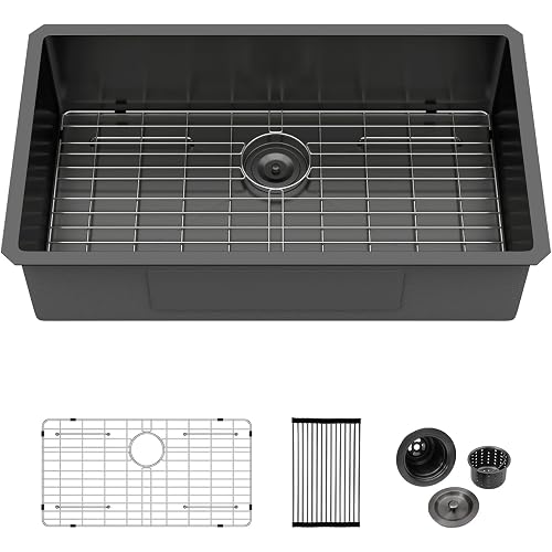 Logmey 33 Inch Undermount Kitchen Sink Gunmetal Black