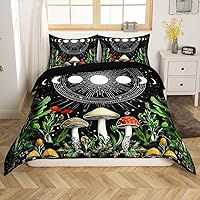 Vista 16 de feelyou - Juego de funda de edredón, diseño bohemio de mandala dorado; tamaños Gemelo, Completo, Queen y King; material de poliéster de microfibra