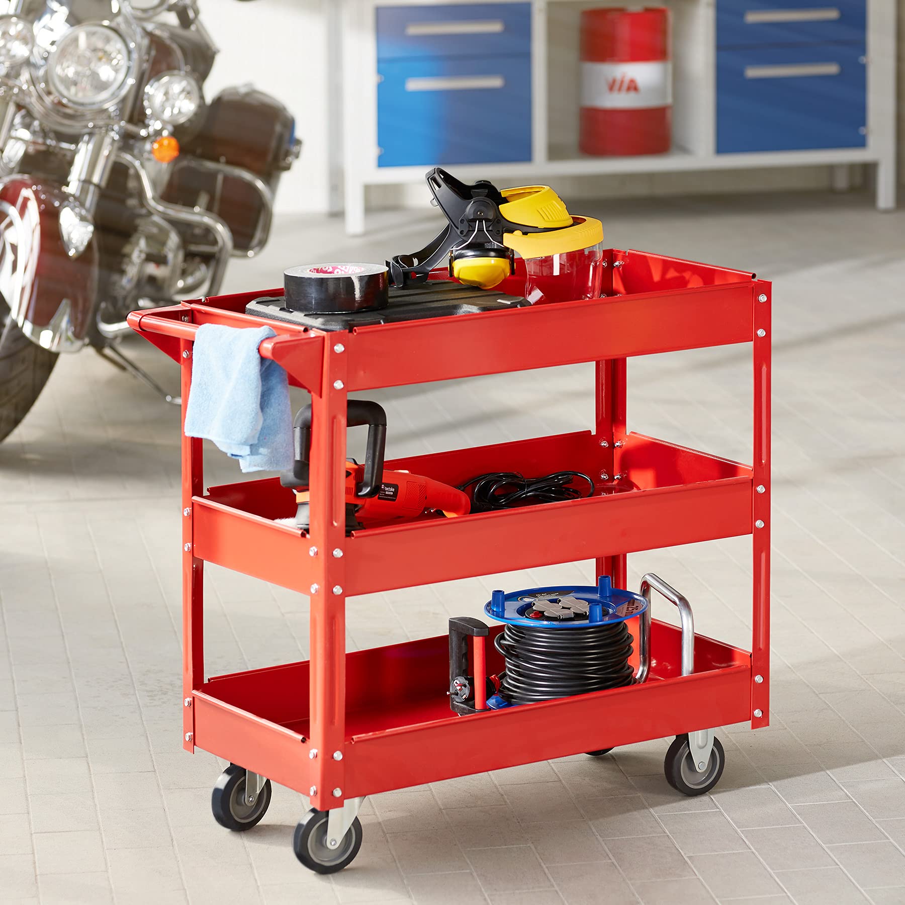 tectake Carrello Porta Utensili da Officina Montaggio - Modelli Differenti - (3 Piani | No. 400880)