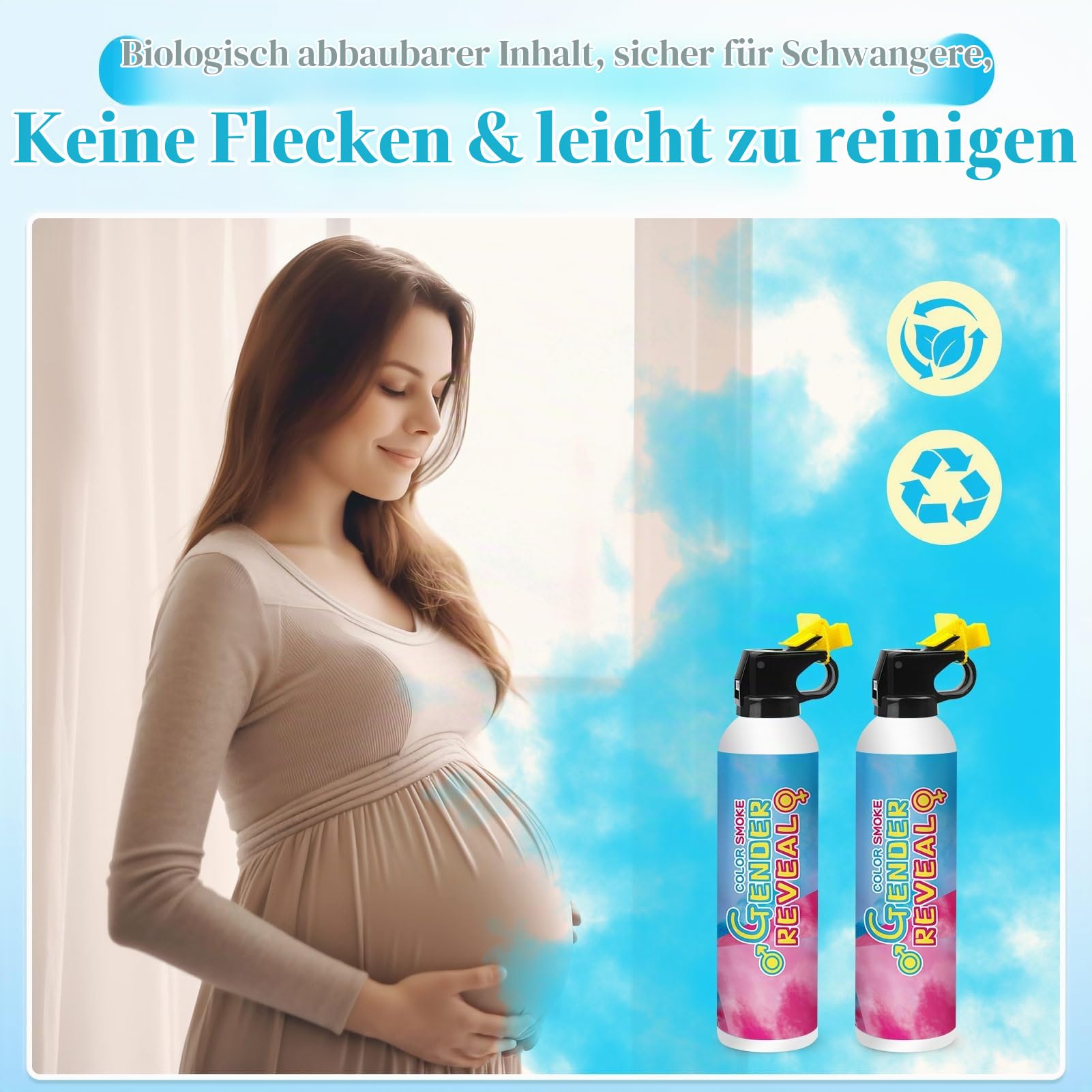 RISEMART XL Pulver-Feuerlöscher Gender Reveal Konfetti Kanone Poppers, Gender Reveal Rauchbombe 100% biologisch abbaubar für Gender Reveal Dekorationen (2 Stück, Blau)