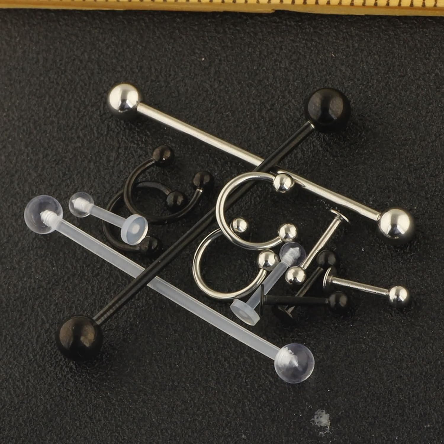 Daesar Nose Rings for Women 16G, Stainless Steel Nose Rings Long Bar U Shape with Ball Stud Nose Rings Piercing Jewelry