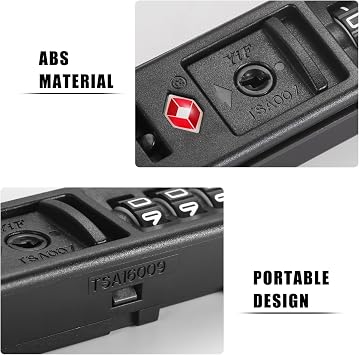 2 PCS TSA Certified Embedded T-S-A 007 Zipper Luggage Locks, Suitable for PC, ABS, PP Rigid Zipper Luggage Case Password Lock Replacement, with 2PCS Spare T-S-A 007 Key