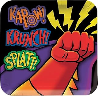 8-Count Square Paper Dinner Plates, Superhero Fun