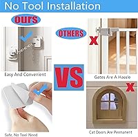 Vista 3 de YEYA Pestillo y tapón para puerta de gato, correa ajustable de 1.5 a 10 pulgadas, 1 soporte de puerta y accesorio para mantener la puerta abierta